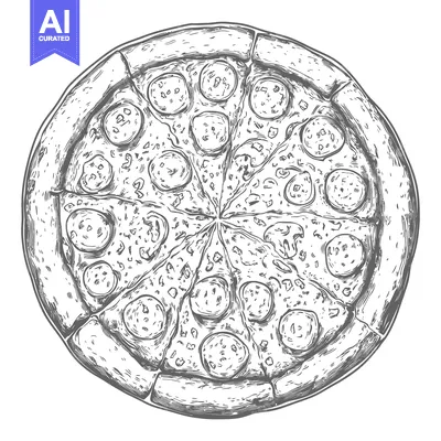 Premium design asset: A delicious looking pepperoni pizza cut into multiple slices