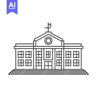 Premium design asset: A simple linear illustration depicting a formal building facade