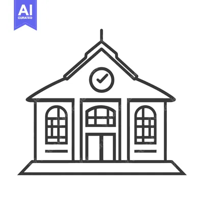 Aset premium populer: A simple black and white illustration of a building exterior