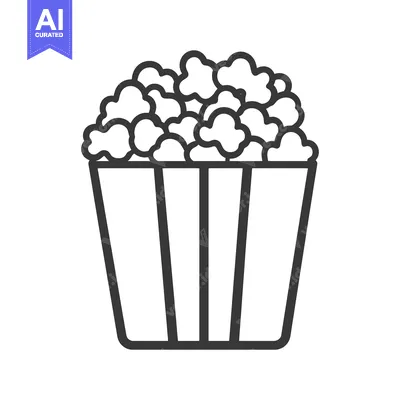 Premium design asset: A striped container brimming with fluffy and delicious popcorn kernels
