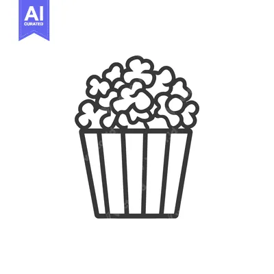 Popular premium asset: A simple monochrome illustration of popcorn inside a paper container