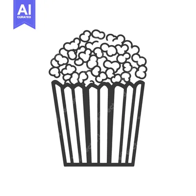 A striped paper container filled with freshly made popcorn kernels