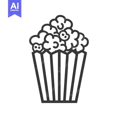 Aset premium populer: A black and white illustration of a popcorn container