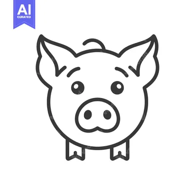 Premium design asset: A Simple Black And White Line Drawing Of A Pig