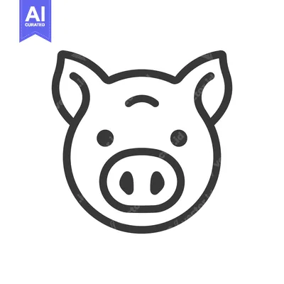 Premium design asset: A simple line drawing icon of a pigs head