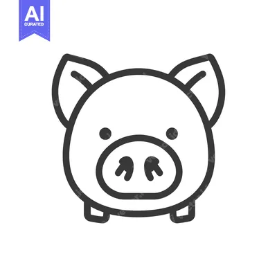 Aset premium populer: A Simple Black and White Illustration of a Pig Face