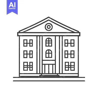 Aset premium populer: A simple black and white illustration of a large building