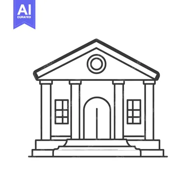 Aset desain premium: A simplified black and white depiction of a building facade
