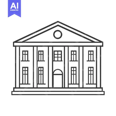 Aset desain premium: A simple architectural illustration of a governmental building