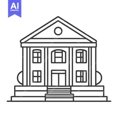 Aset desain premium: A simple black and white illustration of a government building