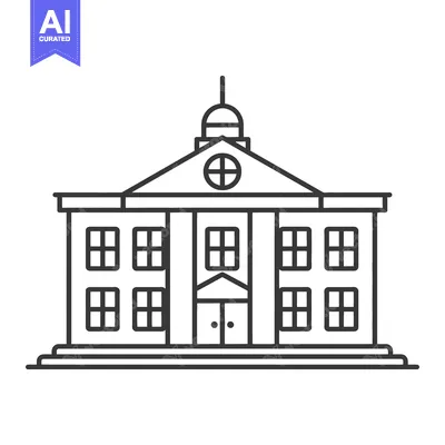 Popular premium asset: A classical building illustration featuring pillars multiple windows a
