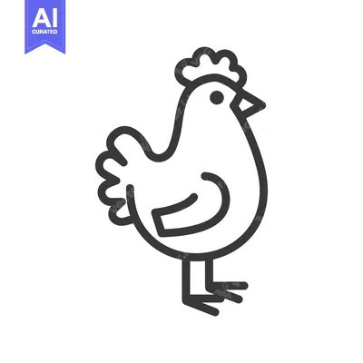 Aset desain premium: A simple black and white linear illustration of a chicken