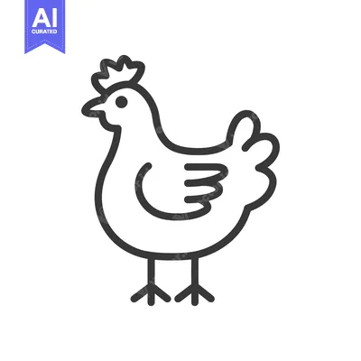 Aset premium populer: A simple linear illustration of a stylized chicken standing upright