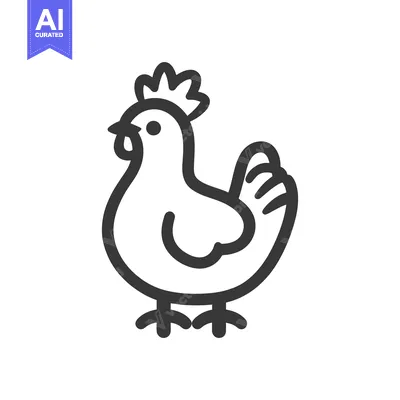 Popular premium asset: A simple black and white line drawing of a chicken