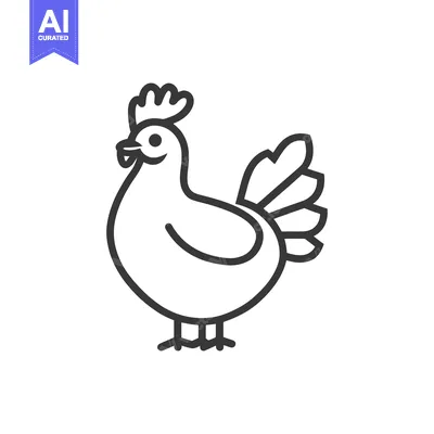 Aset premium populer: A simple monochrome drawing of a standing chicken