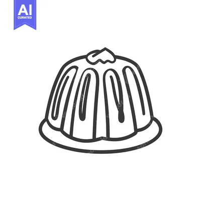 Aset desain premium: A simplistic line drawing of a dome shaped dessert