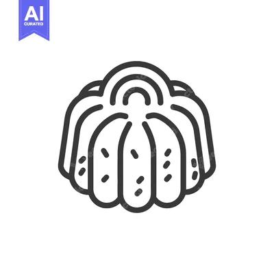 Aset premium populer: This image presents an illustrative outline of a decorative dessert it
