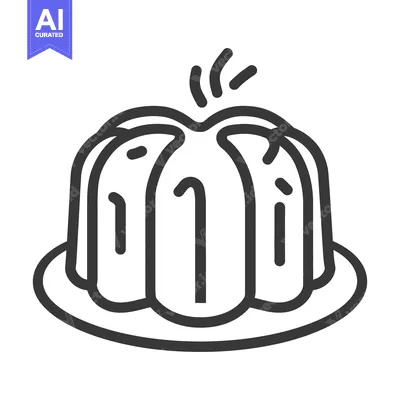 Aset premium populer: A simple black and white image of a dessert on a plate