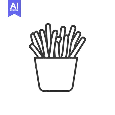 Aset premium populer: A black and white image of a container of french fries