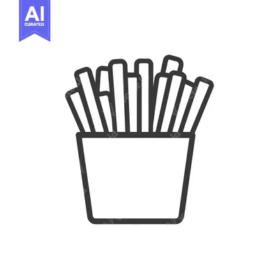 Aset premium populer: A Line Drawing Illustration Of French Fries In A Container