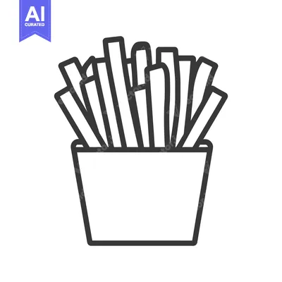 Aset premium populer: A simple black and white image of a french fry container