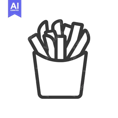 Premium design asset: A simple outline illustration depicting a carton of french fries