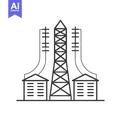 Premium design asset: A detailed vector illustration of a power grid with buildings and line