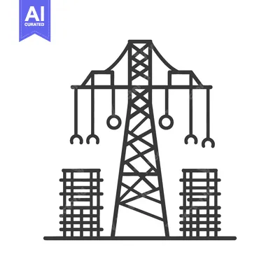 Aset desain premium: A stylized illustration of a power transmission tower structure