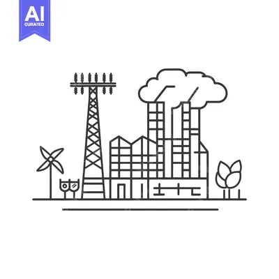 Simple illustration depicting renewable energy and industrial power so