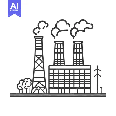 Aset premium populer: Industrial Plant with Smokestacks Emitting Clouds of Exhaust