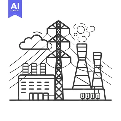 A schematic illustration of a power plant generating energy resource