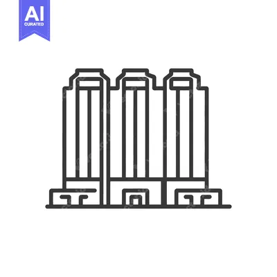 Aset premium populer: Three Tall Modern Buildings Depicted Using Outlined Black Line Work