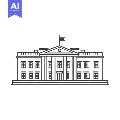 Aset premium populer: Architectural linear illustration depicting a building with columns an