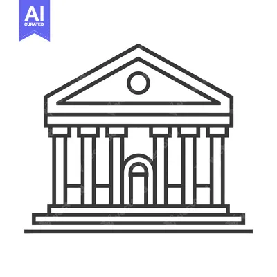 Premium design asset: Simple line drawing of a classical style building facade
