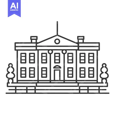 Aset desain premium: A simple black and white illustration of a grand government building
