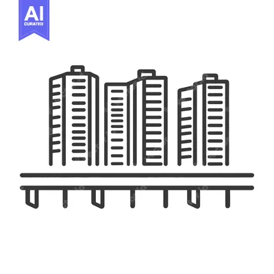 Aset premium populer: Buildings and a bridge represent urban architecture and infrastructure