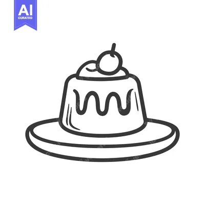 Aset premium populer: A simple monochrome drawing depicting a dessert food presentation