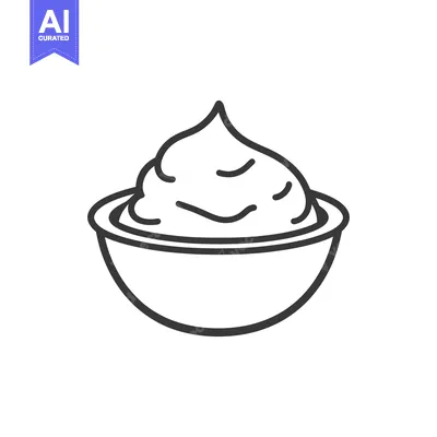 Premium design asset: A bowl with creamy white substance ready to be consumed