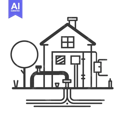 A simplified illustration of a house with geothermal heating system