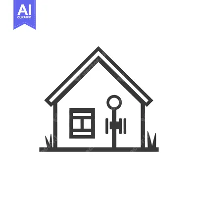 Aset desain premium: A simple house with a window and a pole symbol illustration