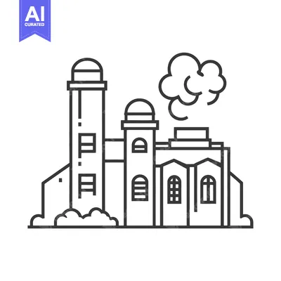 Popular premium asset: A simple illustration of a factory building with smokestack emissions