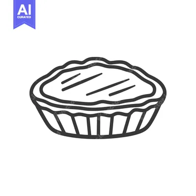 Aset desain premium: An isolated outline drawing of a baked dessert pie