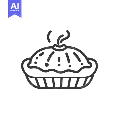 Aset premium populer: A simple line drawing depicting a steaming baked pie