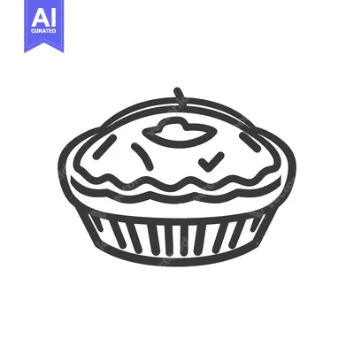 Aset premium populer: A simple line art illustration of a fruit pie dessert