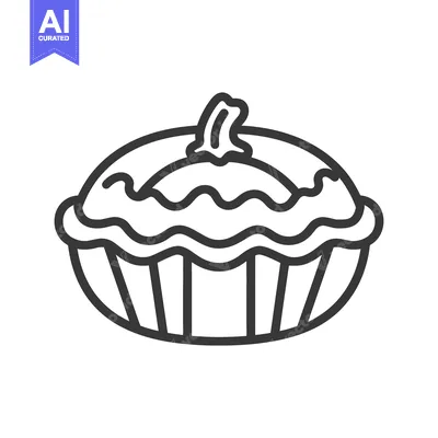 Popular premium asset: Simple black outline drawing of a pie with stem on top