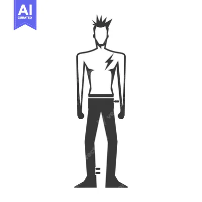 Aset premium populer: Silhouette of a punk rock man with a mohawk hairstyle