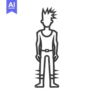 Line Drawing of a Person with Spiked Boots
