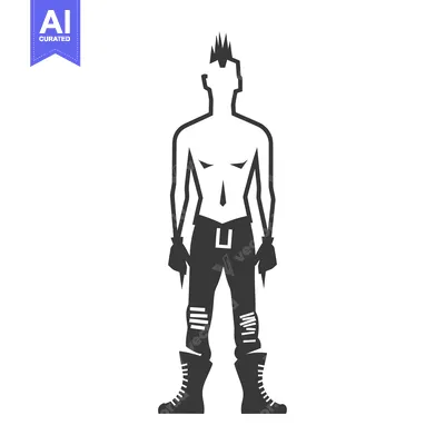 Aset premium populer: Silhouette of a Punk Rock Male Figure