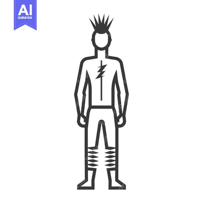 Aset premium populer: Line Art Illustration of a Punk Rock Musician