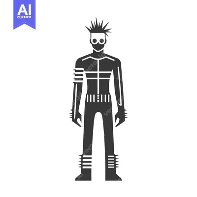 Popular premium asset: A silhouette of a punk rock character with spiked hair, a studded belt